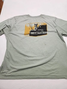 Camisa Carhartt Para Hombres 3XL Verde Calce Suelto Bolsillo Gráfico Perro Camión Pesca Camiseta - Imagen 1 de 14