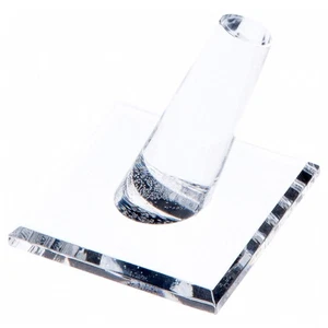 Plymor Clear Acrylic Ring Finger Display, Square Base, 2" W x 2" D x 1.75" H - Picture 1 of 2