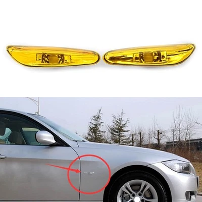 Pair Yellow Side Marker Light Turn Signal Lamp Fit BMW E46 4DR 02-05 63137165915 - Image 1 of 4