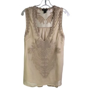 Top AS by DF para mujer talla XS tostado profundo cuello en V sin mangas bordado - Imagen 1 de 6