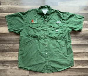 Miami Hurricanes Columbia PFG Mens Large Shirt Green (subtle mark) Cotton - Picture 1 of 6