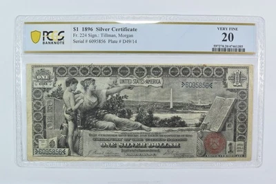 1896 $1 Silver Certificate Fr#224 Large Note Very Fine 20 PCGS *9305 - Image 1 of 3
