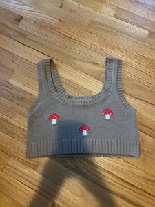 Hazel Moon Mushroom print sweater like cropped tank top XL - Picture 1 of 6