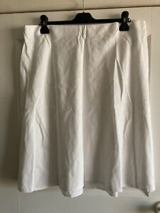 Damska biała mieszanka lnu rozkloszowana spódnica - rozmiar UK 18 - M&S - W bardzo dobrym stanie