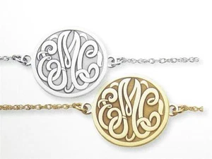 Special Order Solid 14kt Gold 3 Letter Initial Monogram Design Charm Bracelet - Picture 1 of 1