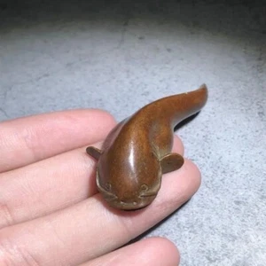 Exquisite catfish figurine old metal carving purple copper fish desktop ornament - Picture 1 of 10