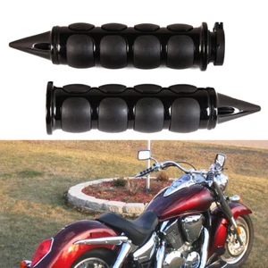 For Honda Shadow VT1100 VTX1300 Spike Motorcycle 1" Handlebar Grips Rubber Black - Picture 1 of 12