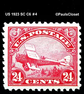 US 1923 SC C6 DEHAVIIAND DOPPELDECKER 24 ¢ NEUWERTIG NIE KARNIERT ORIGINAL GUM #4 SEHR GUTER ZUSTAND - Bild 1 von 2
