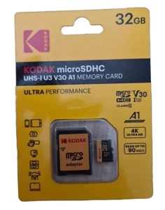 Carte Micro SD KODAK SDHC Classe 10 32 Go Haute Vitesse + Adaptateur - Photo 1 sur 2