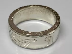 Münzring 5 DM Silberadler Heiermann Silber 625er Gr. 52 bis 72 Ring Mark poliert - Picture 1 of 5