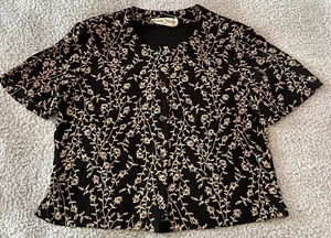 Ronni Nicole by Ouida Schwarz Beige Kurzarm Knopfleiste Schulterpolster Größe L - Bild 1 von 7