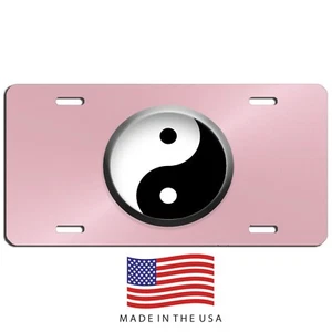 Ying Yang tocador aluminio matrícula coche camión SUV etiqueta rosa - Imagen 1 de 1