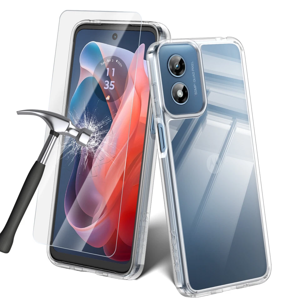 For Motorola Moto G Play/G Power/G Stylus/G 5G Clear Case/HD Tempered Glass Film - Image 1 of 1
