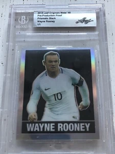 WAYNE ROONEY 1/1 2018 LEAF ORIGINALS METAL '48 PROOF CLEAR BLACK - Picture 1 of 3