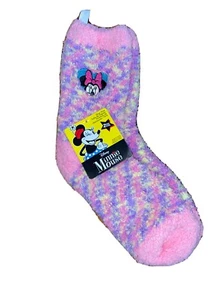2 Pairs Disney Minnie Mouse Girls Plush Socks-Shoe Size 10-4-Pink/Purple - Picture 1 of 1