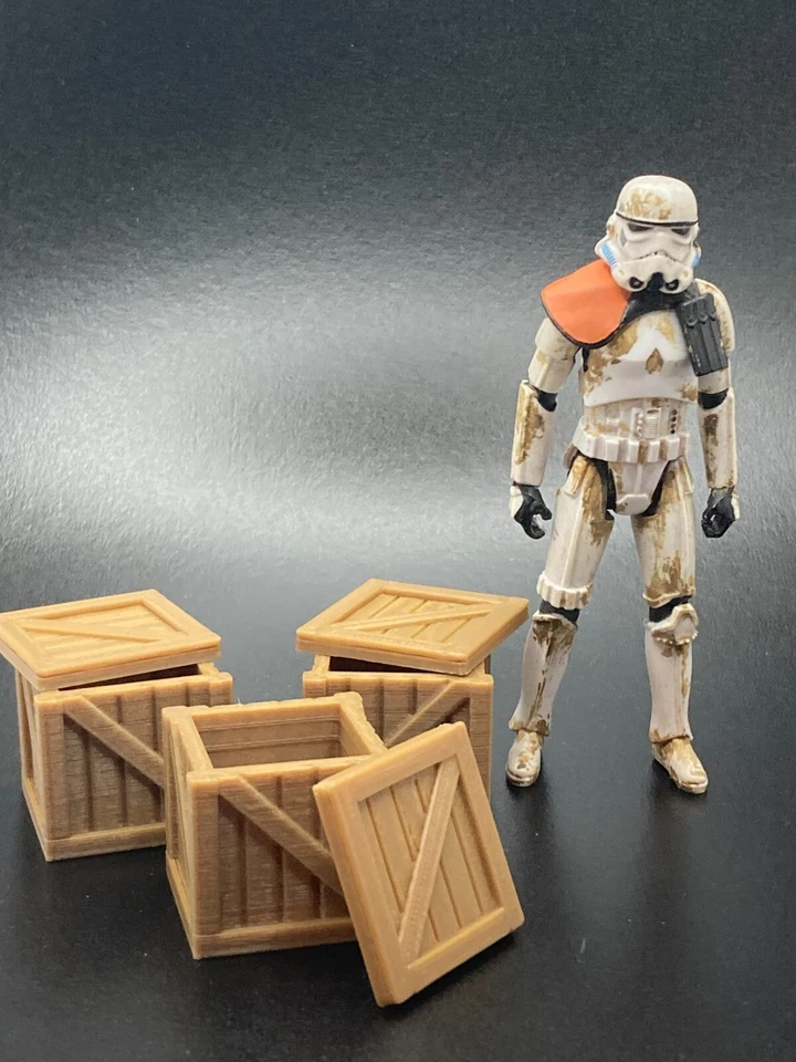 3 CAJAS DE MADERA personalizadas con tapas para figura de 3,75" 1:18 diorama STAR WARS GI JOE (D38) Foto 1 de 1