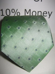 $195 NUEVO Yves Saint Laurent YSL Verde Azul Diamantes Italia Cuello de Seda Corbata Clásica - Imagen 1 de 5