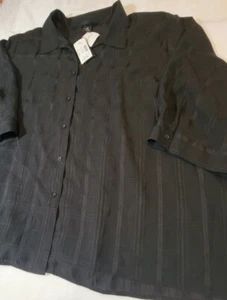 Camicia nera trasparente stratificata MAGGIE BARNES 5X con canotta attaccata NUOVA CON ETICHETTE - Foto 1 di 13