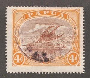 1916-31 Papua Sc# 67 - 4d, Lakatoi Boat, Used postage stamp Cv$7 - Picture 1 of 1