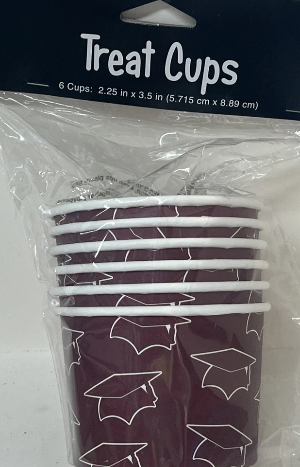 Burgundy Grad Paper Treat Cups – 6CT - Image 1 of 2