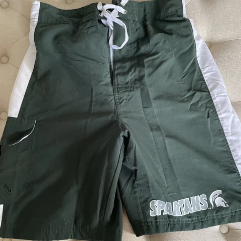 Michigan State University MSU Spartans Mens Swim Trunks Shorts Green Size S Cover