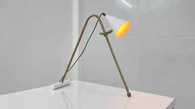 Antique Brass Desk Lamp, Mid Century Handmade Adjustable Italian Lamp & Lights - Image 1 of 4