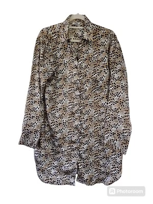 Women's Animal Print Long Sleeve Night Shirt Sleep Shirt Size Large Mob Wife - Photo 1/4