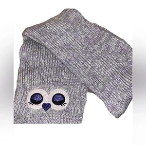 The children’s place owl eyes scarf one size cute gray and purple sparkle shine - Picture 1 of 5