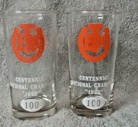 2 University of Texas Longhorns National Champions Centennial 1969 Glass UT Seal Cover