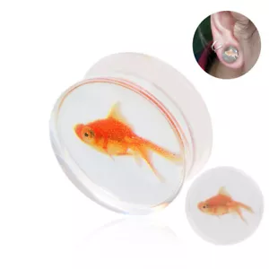 1 Pair Goldfish Ear Plugs Ear Flesh Tunnel Expanders Lobe Stretcher Acrylic - Picture 1 of 5