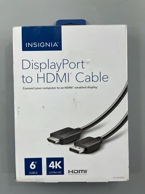 Insignia 6ft 4K Ultra HD DisplayPort to HDMI Cable for Desktop Laptop projector - Image 1 of 2