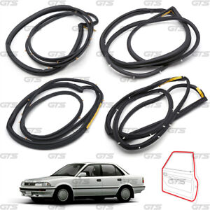 Set 4 Door Rubber Seal Weatherstrip For Toyota Corolla E90 AE92 1987 - 1991