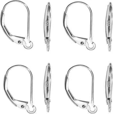 TOAOB 8pcs 925 Sterling Silver Leverback French Earring Hooks 10x16mm - Image 1 of 4