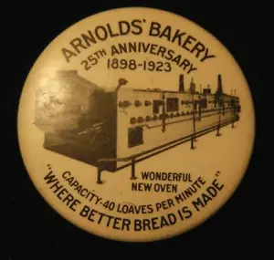 Two Advertising Mirrors c.1923-30 Relating to Food Arnolds' Bakery & Hagman's - Picture 1 of 4