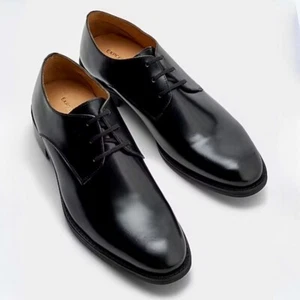NEU! Express SCHWARZE ELEGANTE HERRENSCHUHE Echtleder, Schnürschuhe, Größe 9 — 158 $ NEU - Bild 1 von 22