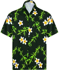 HAPPY BAY Men's Hawaiian Short Sleeve Button Down Shirts XXL Floral, Black - Picture 1 of 3