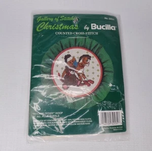 Bucilla Weihnachten gezählt Kreuzstich " Rockin " Teddy Hoop 5" Rüschen Vintage - Bild 1 von 6