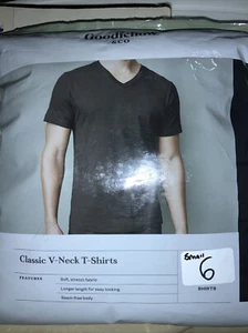 NEW Goodfellow & Co. Men's Black Classic V-Neck T-Shirt 6-Pack Size-Small - Picture 1 of 2
