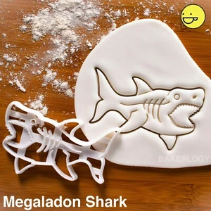 Megalodon Shark cookie cutter | extinct attack beach birthday party surf ocean - Picture 1 of 5