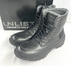 Men New Unlisted Black Lace-Up Faux-Fur/Fabric Lined Casual Ankle Boots-Choice - Picture 1 of 6
