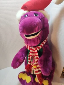 1992 Christmas Santa Purple Barney Plush Stuffed Toy Holiday The Lyons Group - Picture 1 of 11