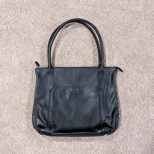 Lodis Sierra Leather Bag Tote Black Pebbled Top Zip Utility Business Large Siera - Picture 1 of 8