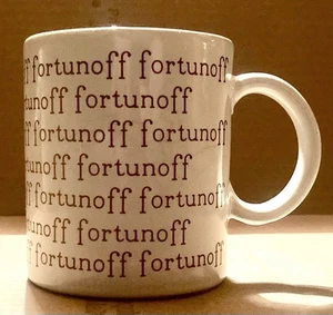 TAZA/TAZA DE CAFÉ DE CERÁMICA BLANCA Y MARRÓN VINTAGE DE LOS AÑOS 80 DE LOS GRANDES ALMACENES Fortunoff - Imagen 1 de 7