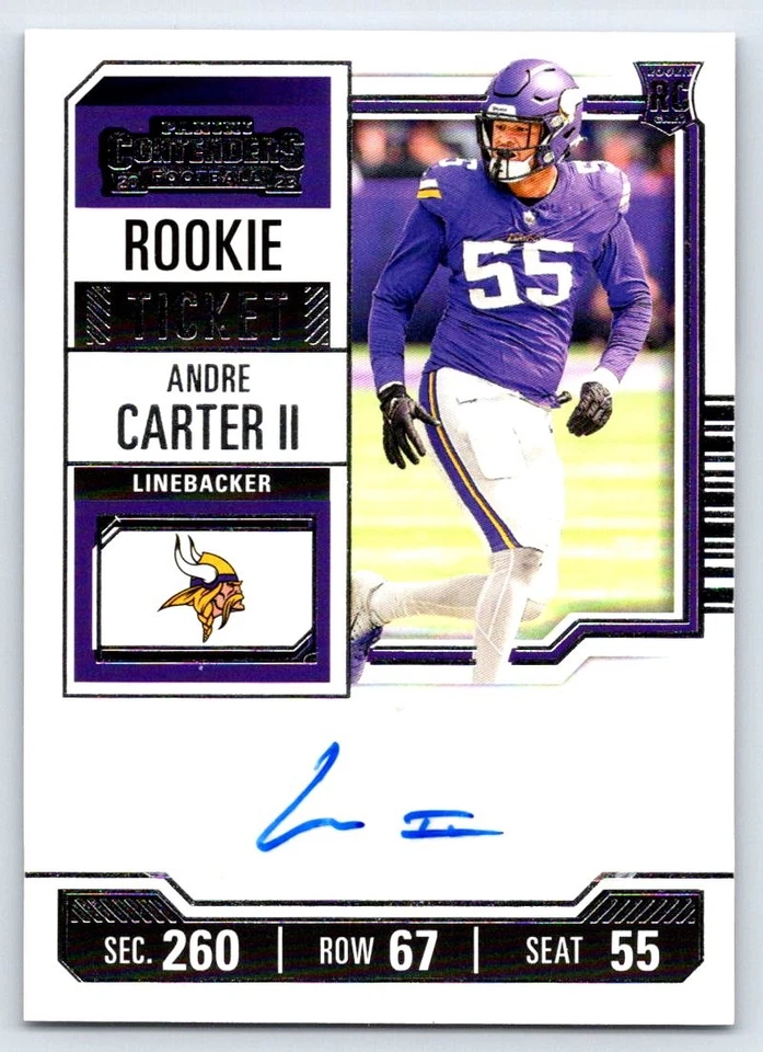 Andre Carter II 2023 Panini Contenders Rookie Auto Minnesota Vikings - Image 1 of 2