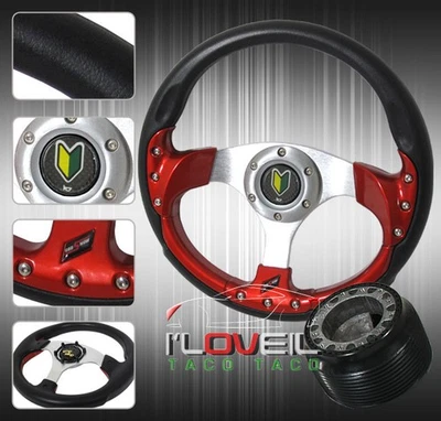 90-95 Miata Mx-5 Roadster Coverable Steering Wheel + Hub Adapter Kit +Jdm Button Foto 1 de 3