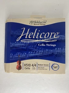 D'Addario H510 Helicore Medium Tension 4/4 Cello String Set Multi Strand Steel - Picture 1 of 7