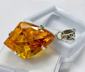 Beautiful 90+ Ct Yellow Citrine Fancy German Silver Solitaire Loose Gemstone - Picture 1 of 5