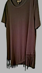 Serena William Signature Collection asymmetrisches schwarzes Top mit Fransen 1X - Bild 1 von 4