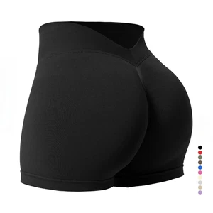 High Waist Butt Lifting Yoga Shorts Seamless Quick Dry 3" Workout Running Tights - Picture 1 of 34