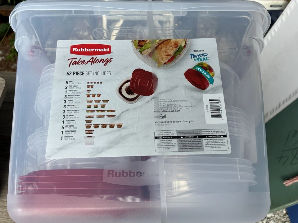 50-Piece Set Rubbermaid Food Storage Containers w/ Easy Find Lids Vented RED